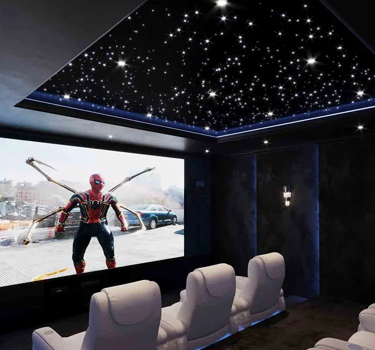 Home Cinema Interiors: Avoid Costly Budget vs Luxury Mistakes 6 Elegant home cinema interiors with custom seating, acoustic wall treatments, ambient lighting, and premium AV equipment designed to avoid costly planning mistakes.