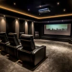 home cinema UAE modern setup with projector, surround sound, and luxury seating