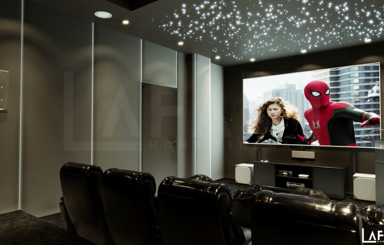 Fibre optic star ceiling lighting in a luxury home cinema
