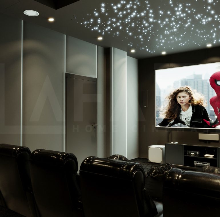Fibre optic star ceiling lighting in a luxury home cinema