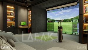 Luxury Home Cinema Design Trends in 2026 15 Luxury Home Cinema with fibre optic star ceiling, Dolby Atmos speakers, premium recliners, and elegant modern interior design.