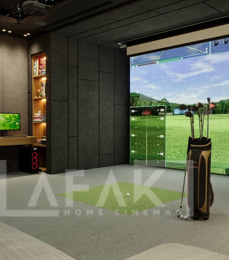 Home cinema villa construction with projector, surround sound and luxury seating