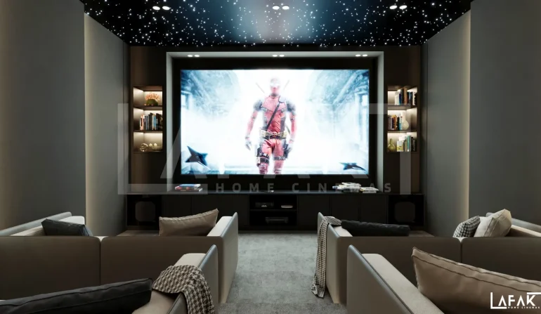 Modern luxury villa featuring fibre optic lighting for luxury villas in Dubai with custom star ceiling lighting.