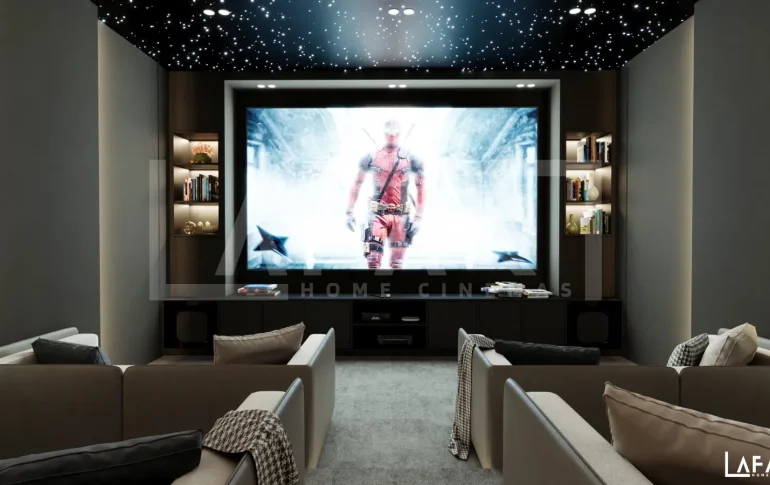Modern luxury villa featuring fibre optic lighting for luxury villas in Dubai with custom star ceiling lighting.