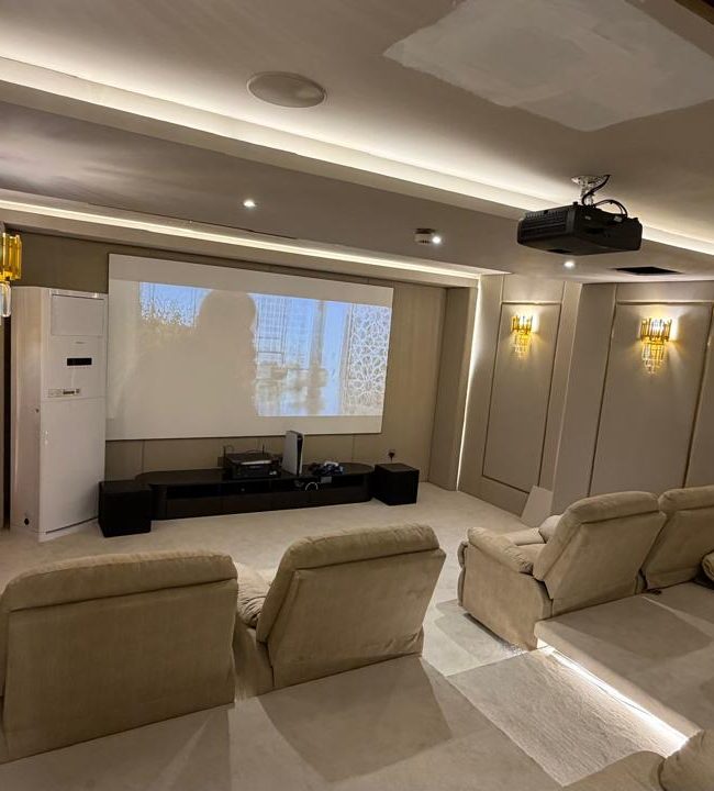 Modern luxury villa featuring fibre optic lighting for luxury villas in Dubai with custom star ceiling lighting.