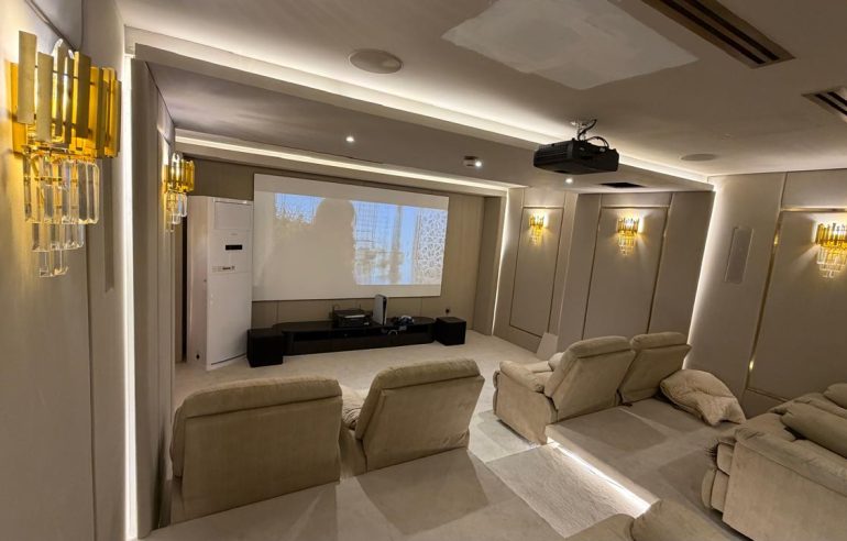Modern luxury villa featuring fibre optic lighting for luxury villas in Dubai with custom star ceiling lighting.