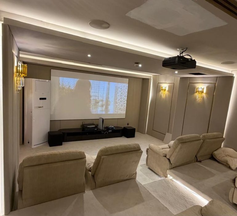 Modern luxury villa featuring fibre optic lighting for luxury villas in Dubai with custom star ceiling lighting.
