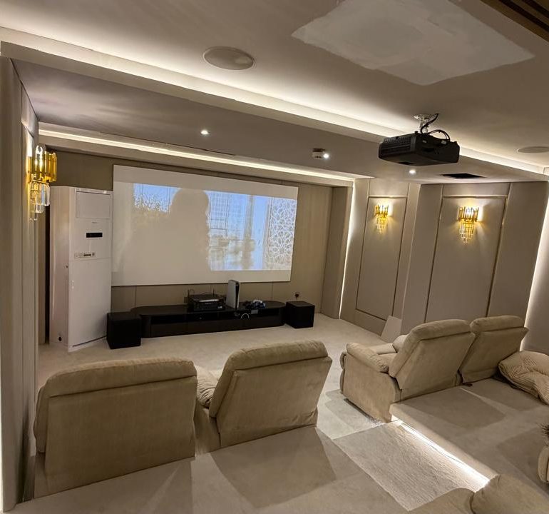 Modern luxury villa featuring fibre optic lighting for luxury villas in Dubai with custom star ceiling lighting.
