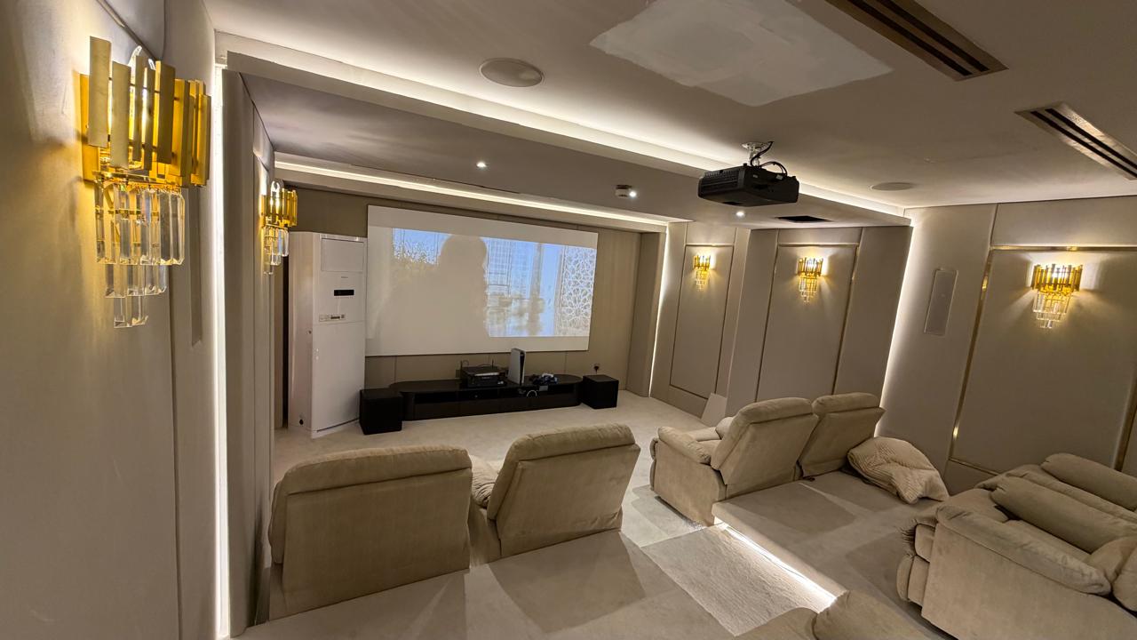 Modern luxury villa featuring fibre optic lighting for luxury villas in Dubai with custom star ceiling lighting.