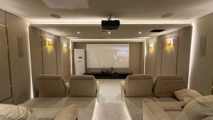 Fibre optic star ceiling lighting in a luxury home cinema